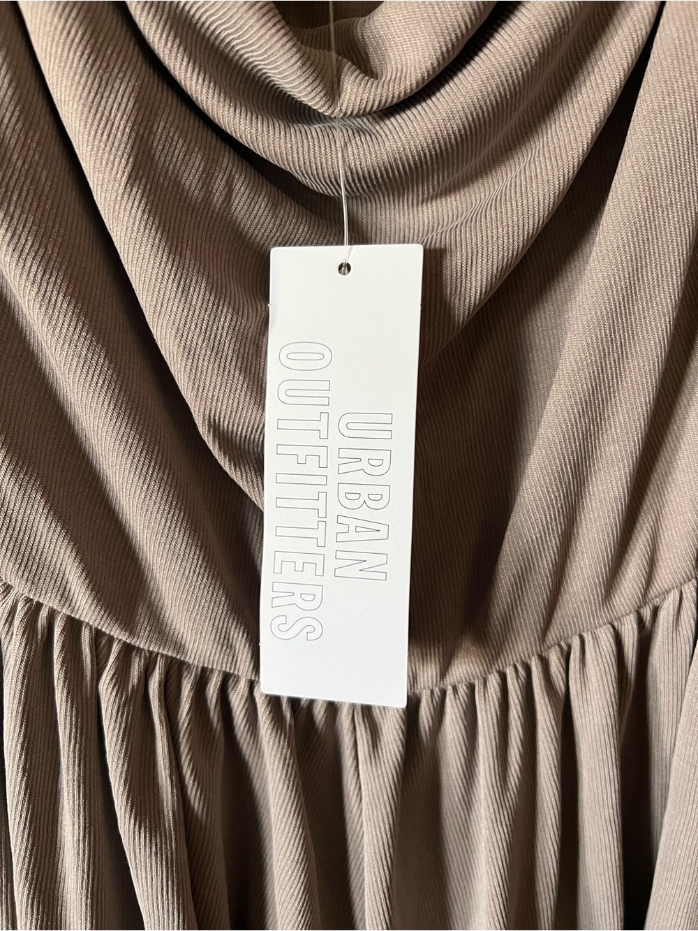 Urban Outfitters ribbed Taupe Cowl-Neck Spaghetti Strap romper - Picture 3 of 3